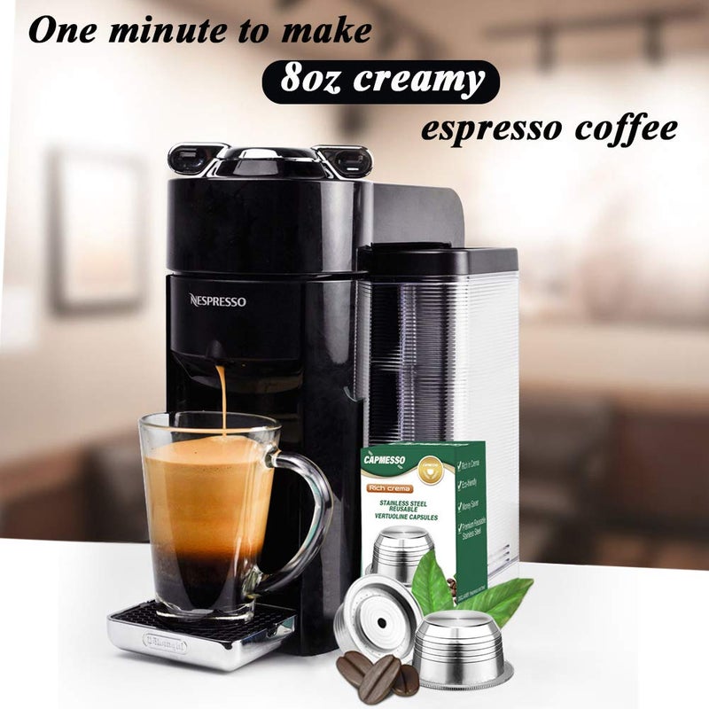 CAPMESSO Stainless Steel Reusable Coffee Capsules, Metal Refillable Coffee Pod Compatible with Nespresso Vertuoline GCA1/ENV135/ENV150/BNV420,Not Work with Vertuoline NEXT & POP(8OZ-Coffee Cup) - Image 5